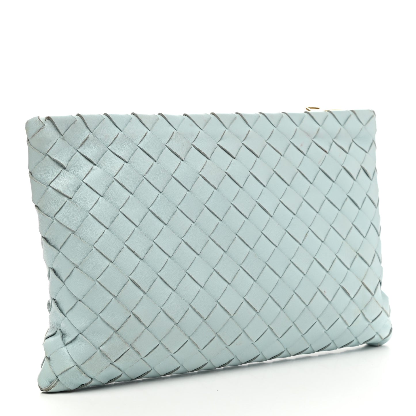 Nappa Intrecciato Large Flat Zip Pouch Spearmint