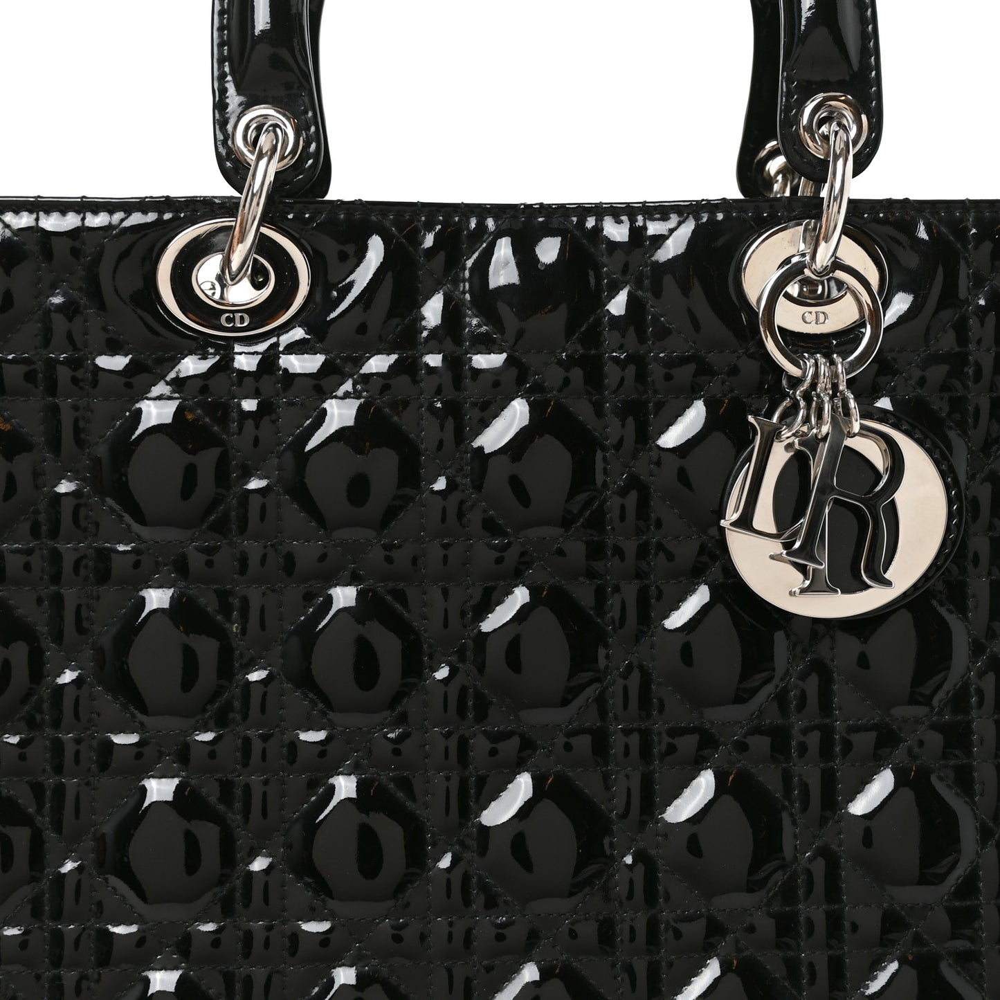 Patent Cannage Large Lady Dior Black