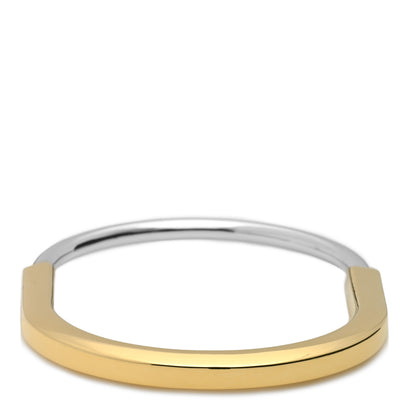 Tiffany 18K Yellow White Gold Diamond Tiffany Lock Half Pave Bangle Bracelet 4 of 6