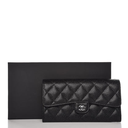 Chanel Caviar Quilted Large Gusset Flap Wallet Black 9 of 9