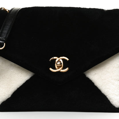Chanel Shearling Checkered Flap Bag Black White 8 of 11
