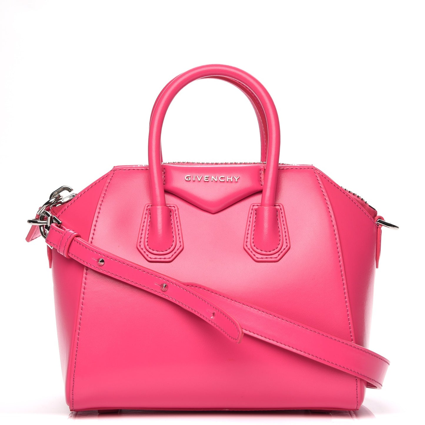 Shiny Lord Calfskin Mini Antigona Shocking Pink