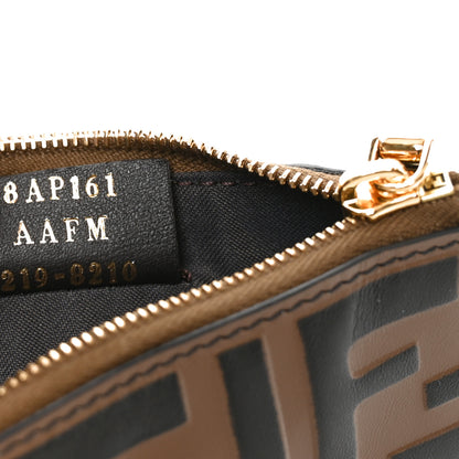 Fendi Vitello Soft F is Fendi Bi-Color FF 1974 Embossed Key Case Pouch Maya Black 7 of 8