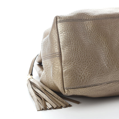 Gucci Metallic Pebbled Calfskin Medium Soho Chain Shoulder Bag Golden Beige 8 of 10