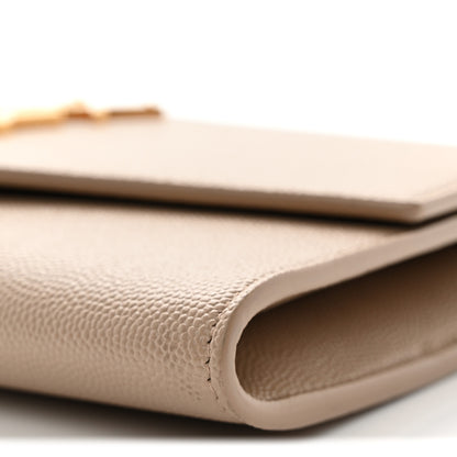 Saint Laurent Grain De Poudre Monogram Uptown Chain Wallet Dark Beige 11 of 14