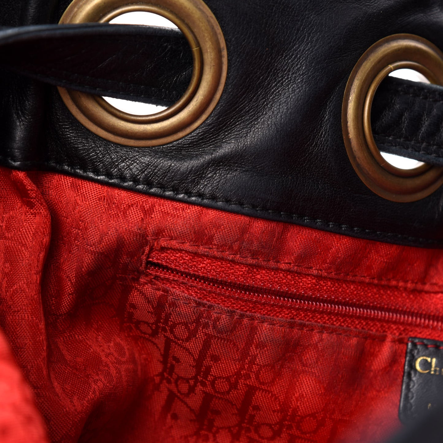 Lambskin Cannage Drawstring Bag Black