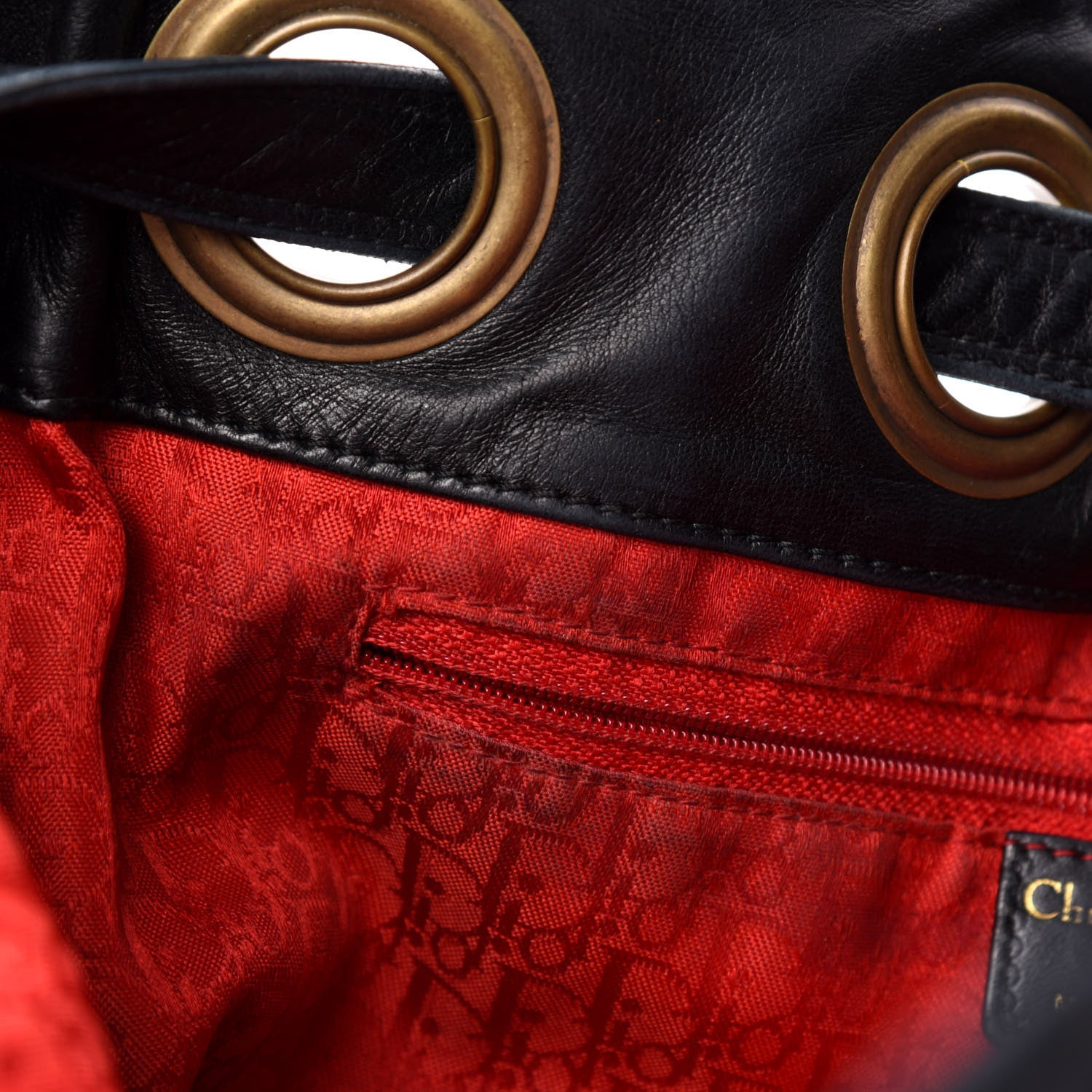 Christian Dior Lambskin Cannage Drawstring Bag Black 8 of 17