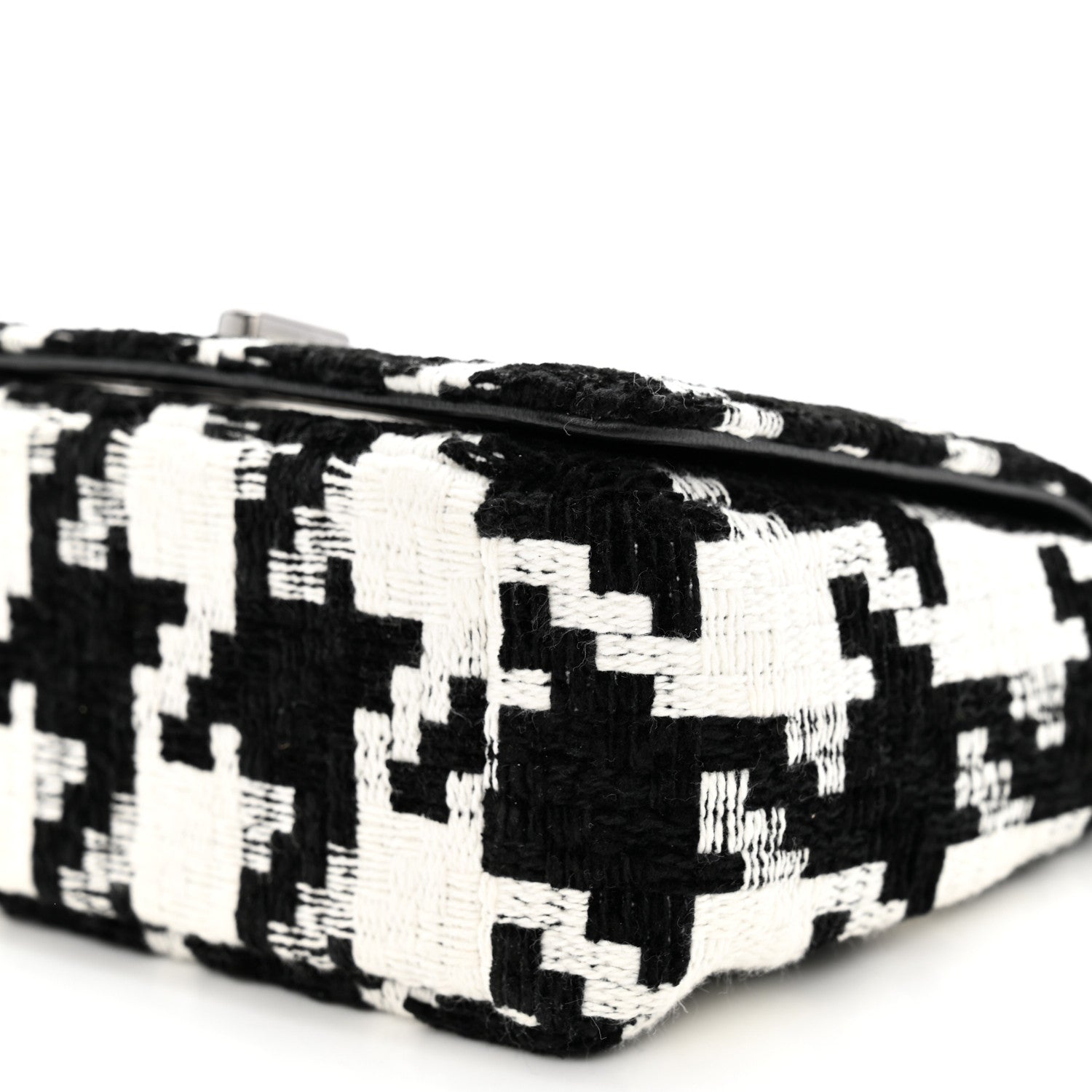 Christian Dior Tweed Macro Houndstooth Small Caro Bag Black White 10 of 10