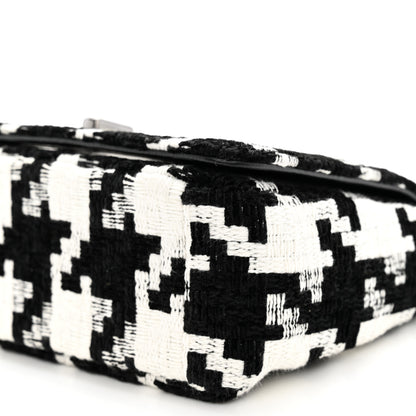 Christian Dior Tweed Macro Houndstooth Small Caro Bag Black White 10 of 10