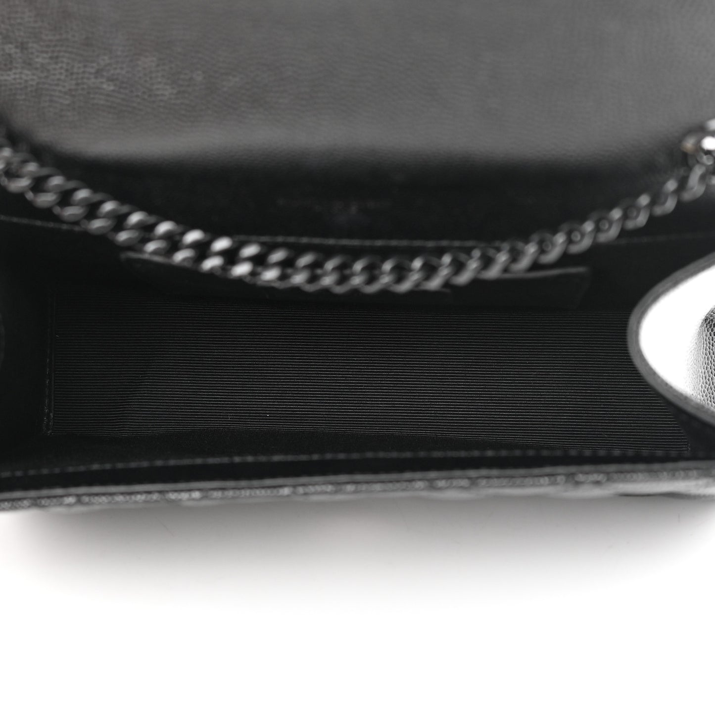 Grain De Poudre Textured Mixed Matelasse Triquilt Small Monogram Monochrome Satchel Black