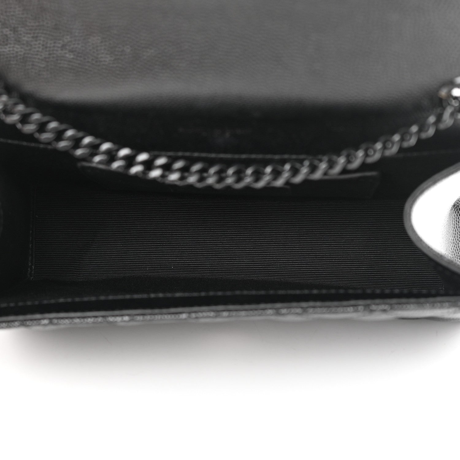 Saint Laurent Grain De Poudre Textured Mixed Matelasse Triquilt Small Monogram Monochrome Satchel Black 5 of 10