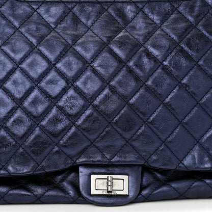 Chanel Metallic Calfskin Quilted XL Accordion Reissue Flap Navy 9 of 14