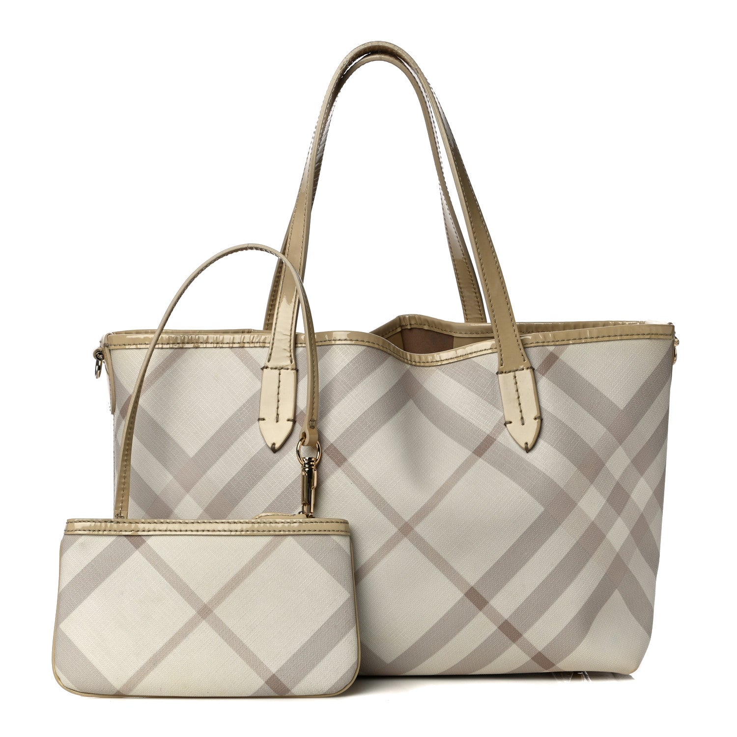 Burberry Supernova Check Small Tote Beige 1 of 15
