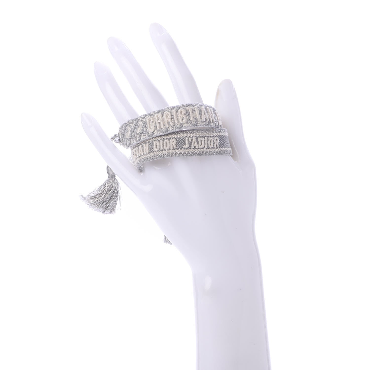 Christian Dior Woven Cotton J'Adior Friendship Bracelet Set Grey 2 of 4