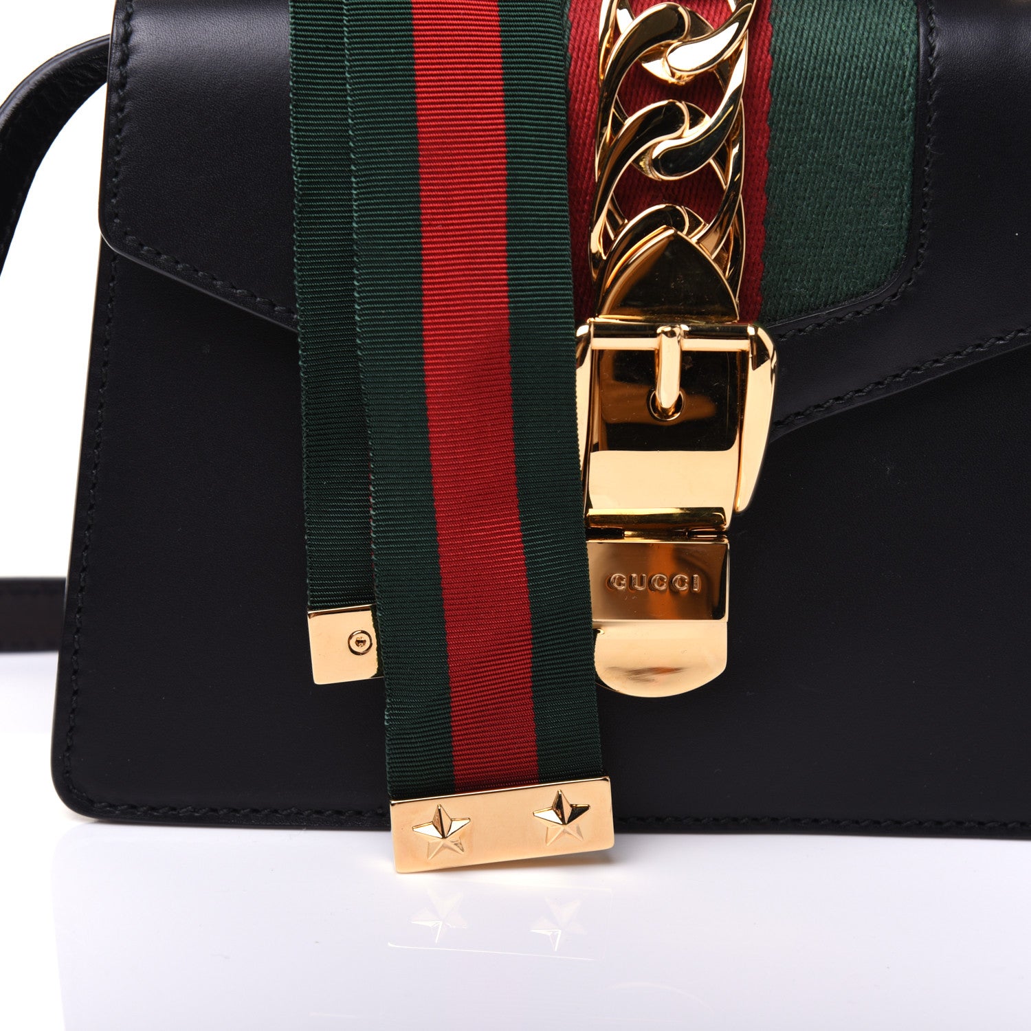 Gucci Calfskin Mini Sylvie Top Handle Bag Black 16 of 18