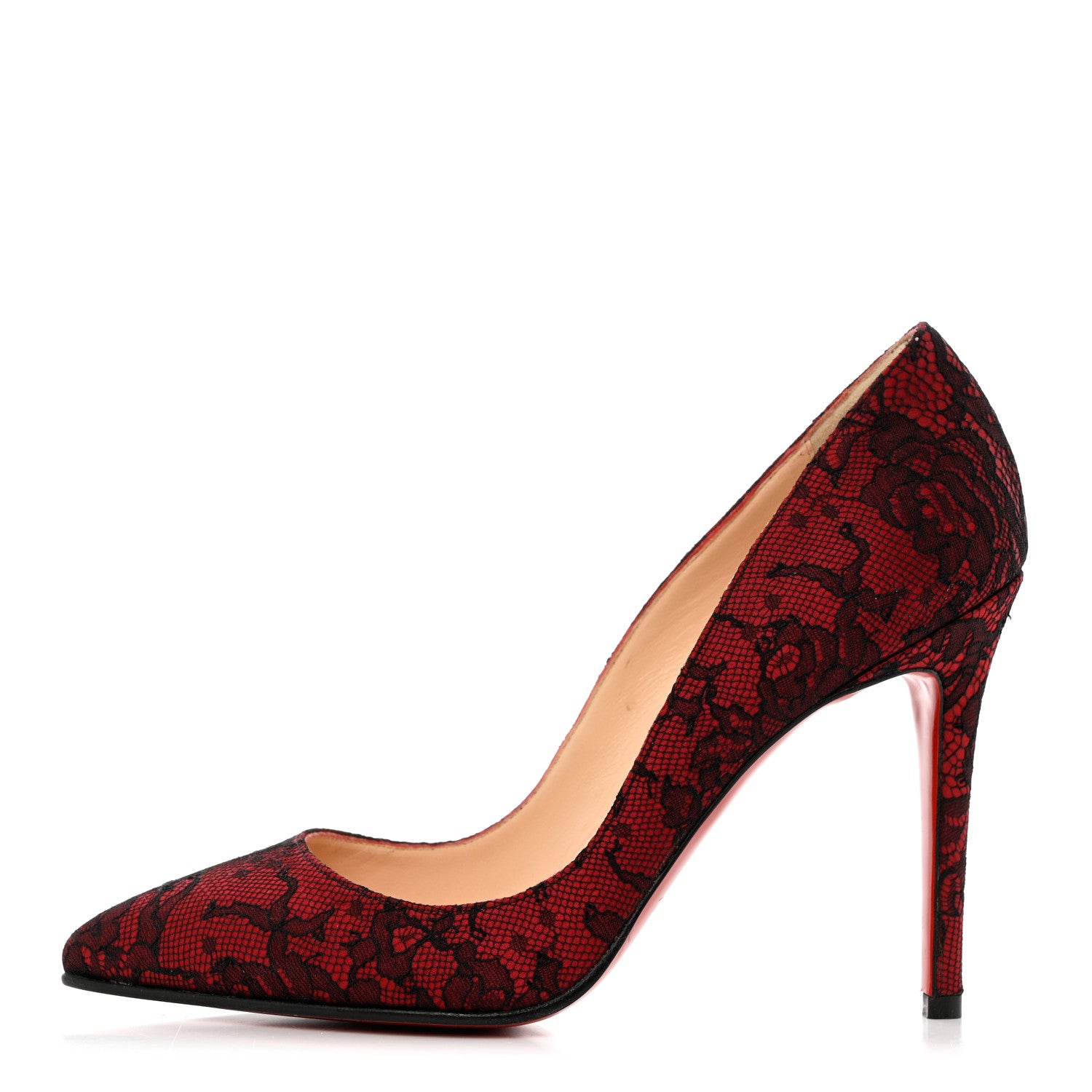 Christian Louboutin Lace Pigalle Follies 100 Pumps 38 Red 1 of 11