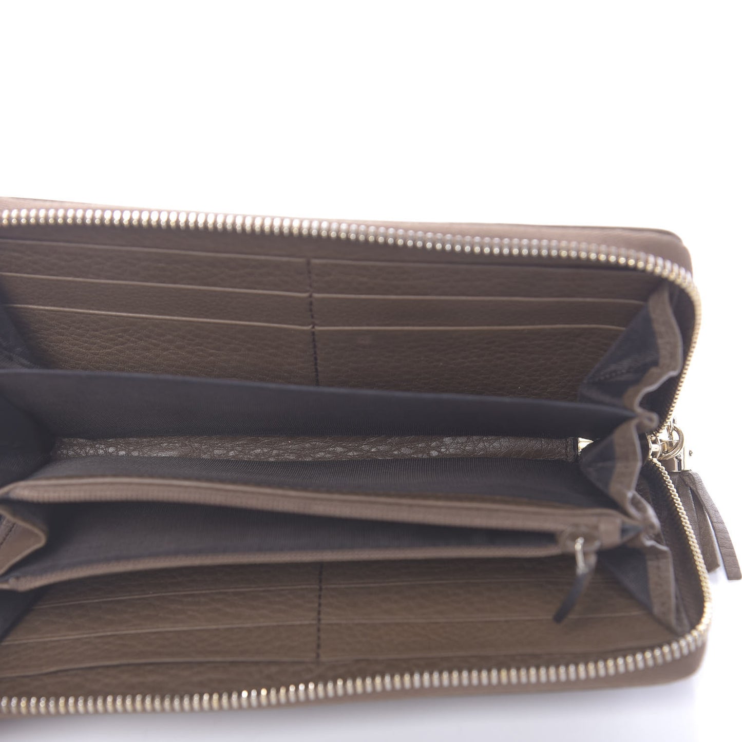 Pebbled Calfskin Soho Zip Around Wallet Brown