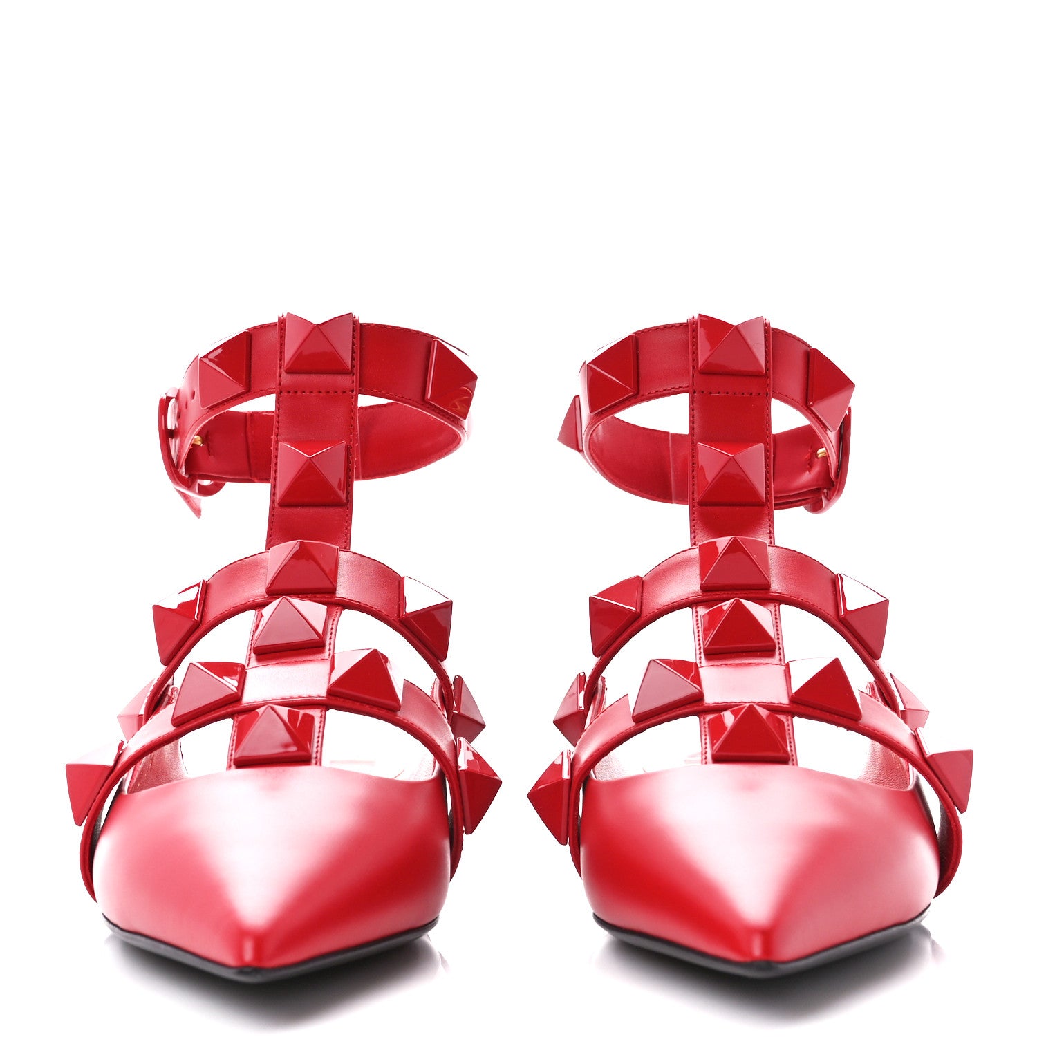 Valentino Garavani Calfskin Monochrome Roman Stud Ankle Strap Flat Mules 39 Rouge Pur 2 of 9