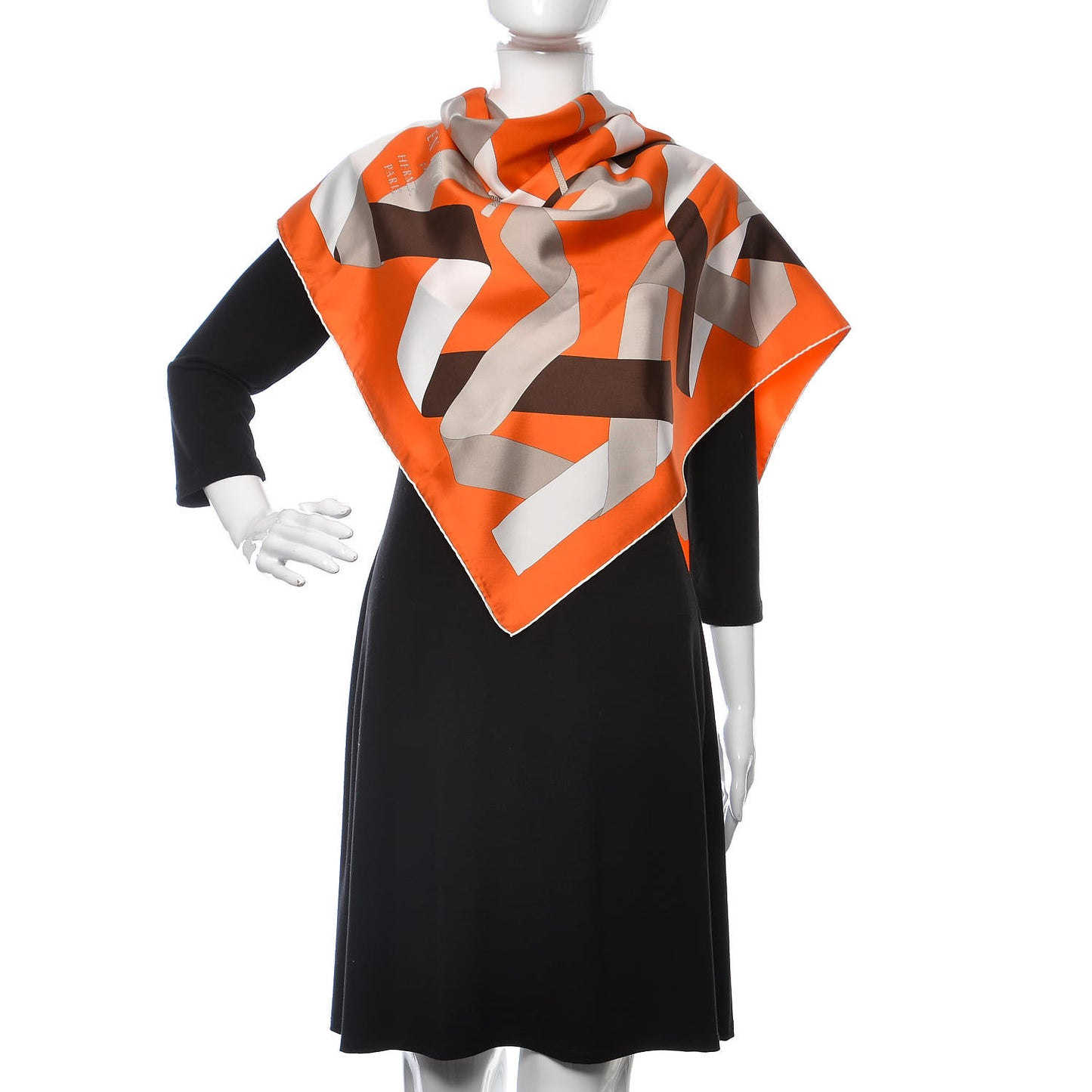 Silk En Duo Scarf 90 Orange Blanc Sepia