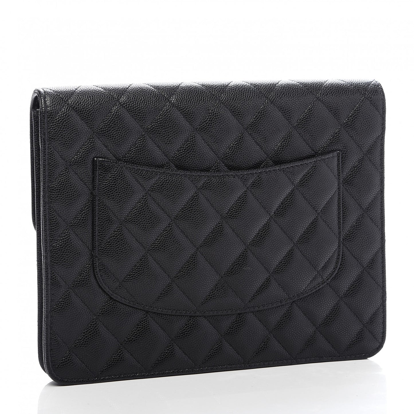 Caviar Quilted Square Flap Clutch Black