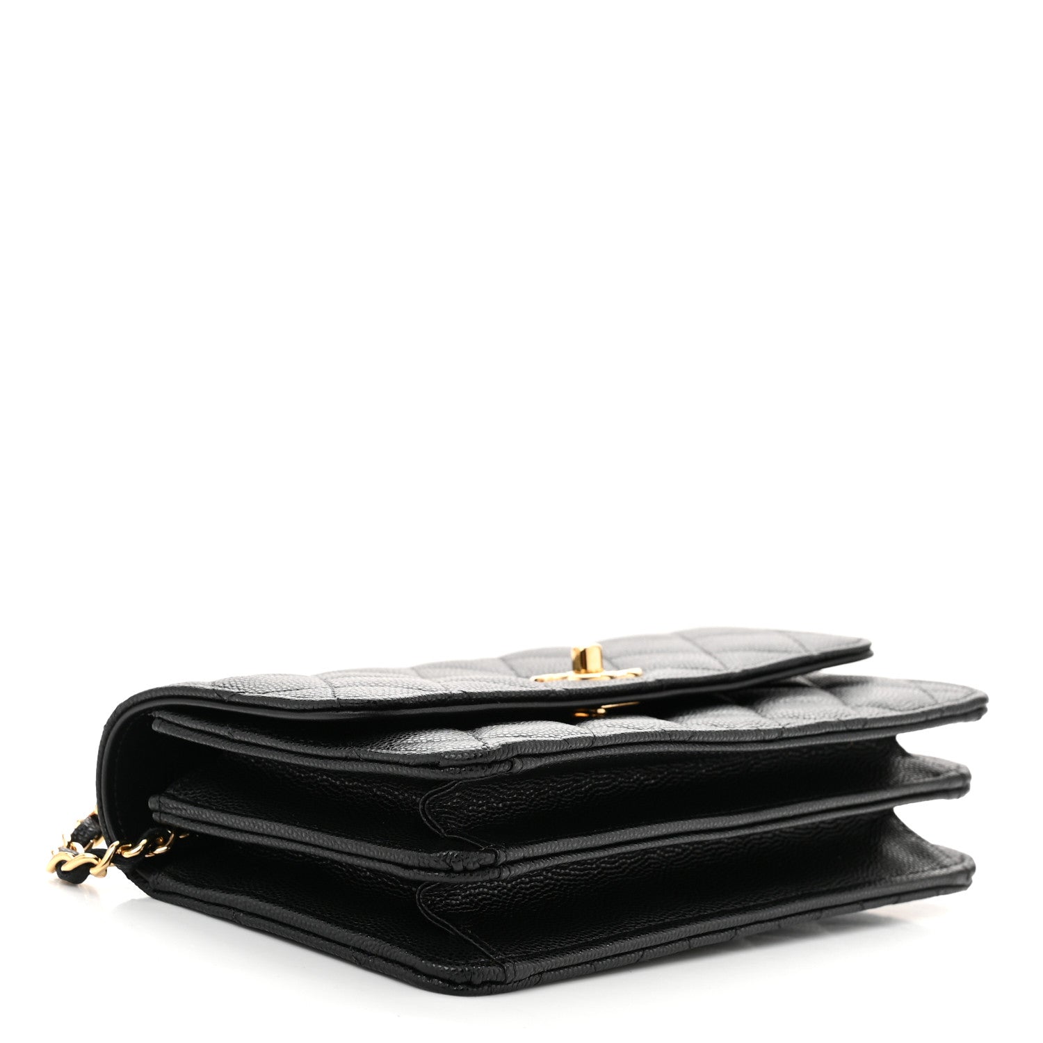 Chanel Shiny Caviar Quilted Flap Charm Wallet On Chain WOC Black 4 of 13