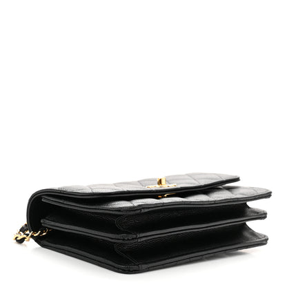Chanel Shiny Caviar Quilted Flap Charm Wallet On Chain WOC Black 4 of 13