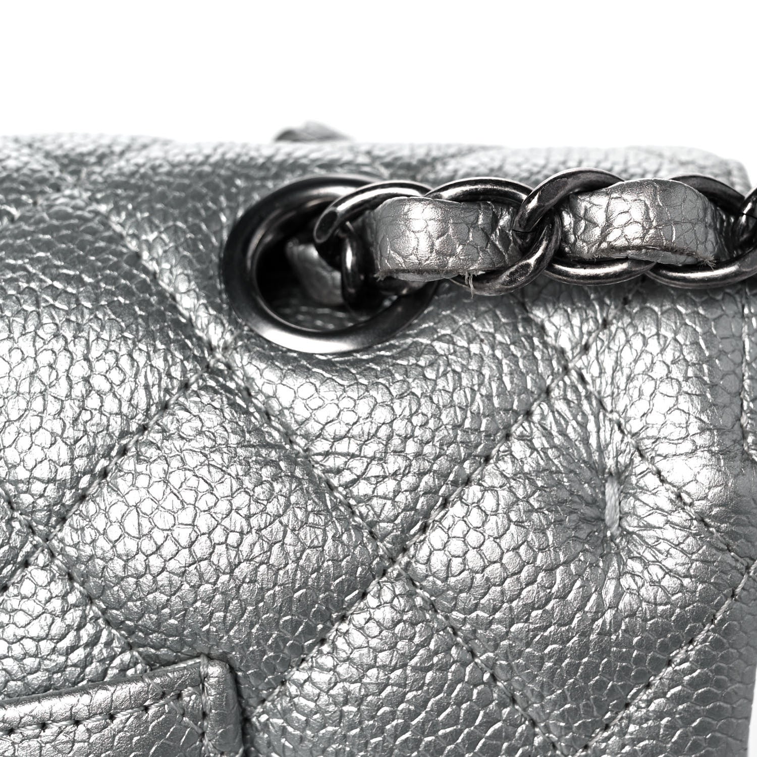 Chanel Metallic Caviar Quilted Medium Double Flap Silver 10 of 10