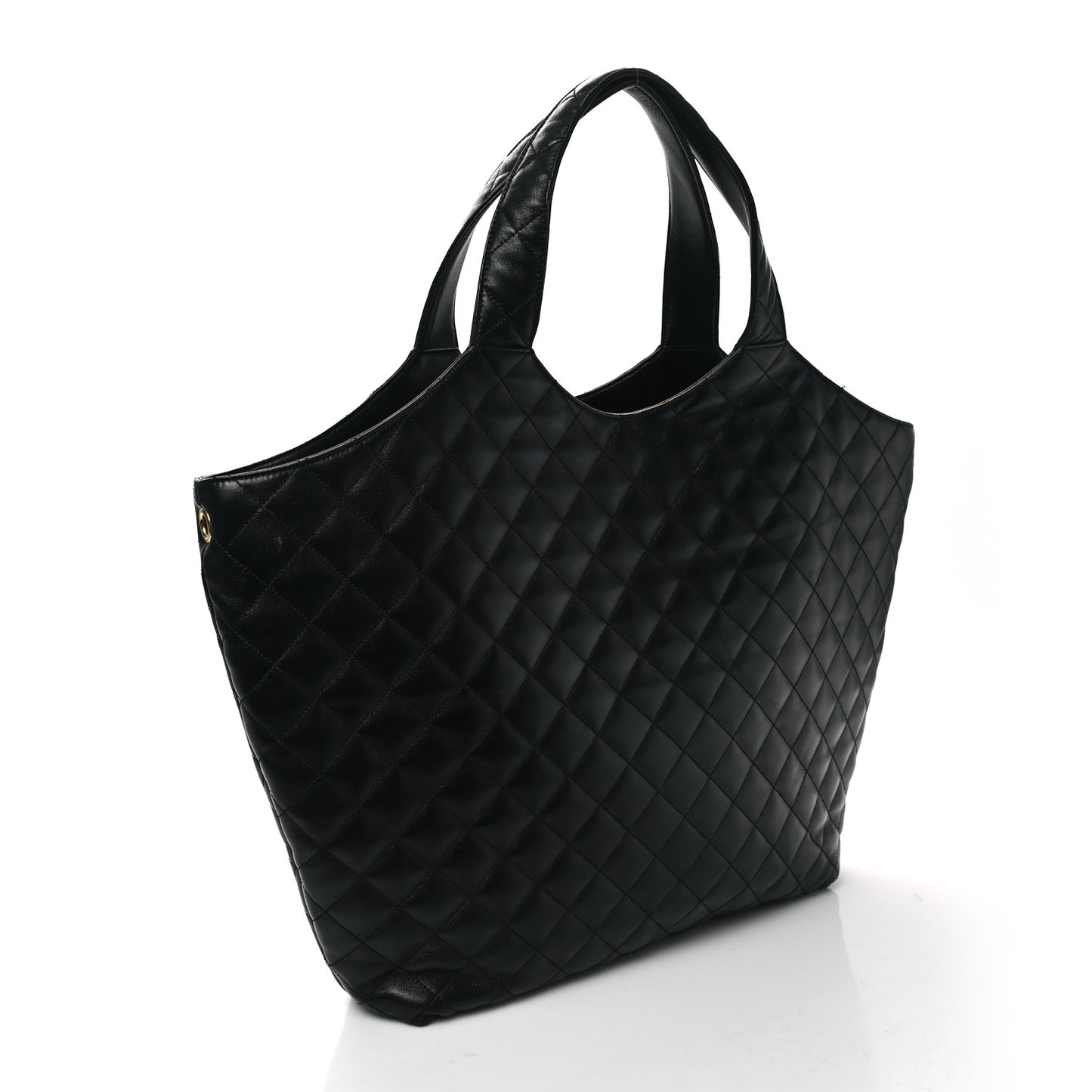 Lambskin Quilted Maxi Icare Shopping Tote Black