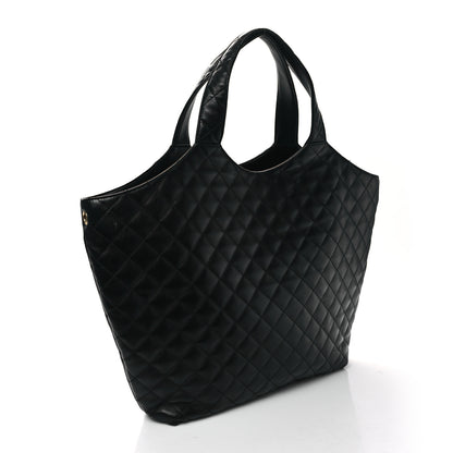 Saint Laurent Lambskin Quilted Maxi Icare Shopping Tote Black 4 of 12
