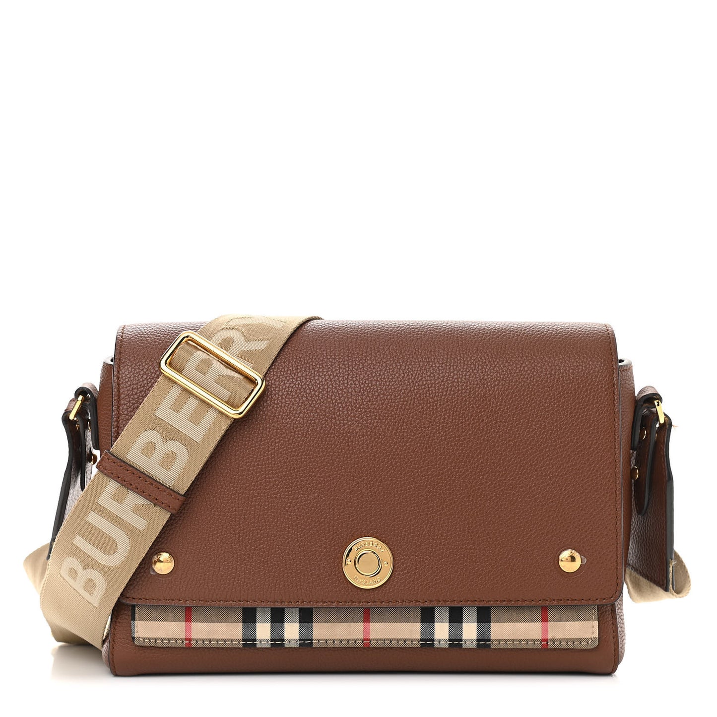 Calfskin Vintage Check Note Crossbody Bag Tan