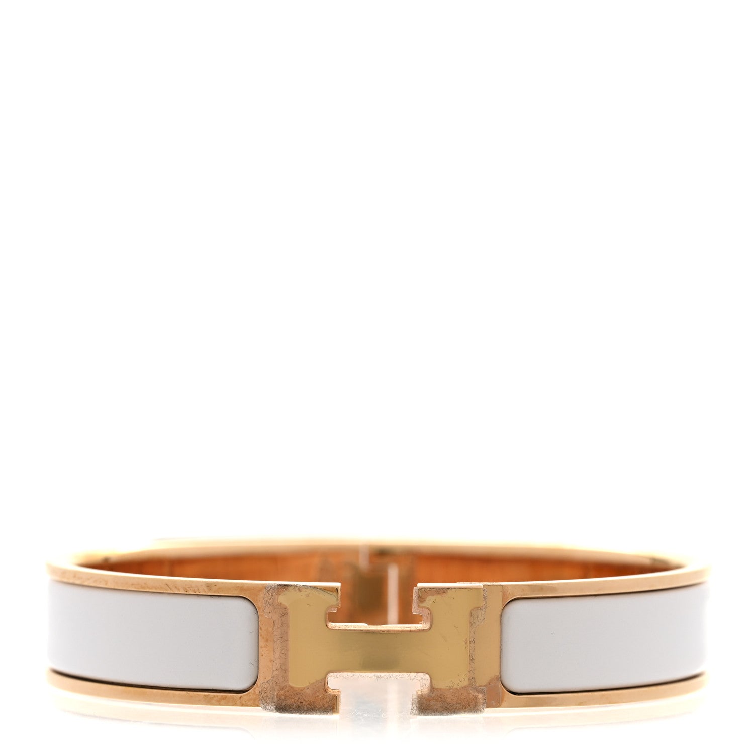 Hermes Enamel Narrow Clic Clac H Bracelet GM White 1 of 5