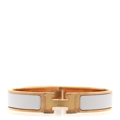 Hermes Enamel Narrow Clic Clac H Bracelet GM White 1 of 5