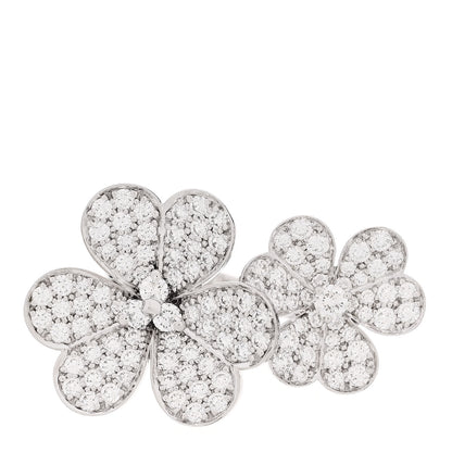 Van Cleef & Arpels 18K White Gold Diamond Frivole Between The Finger Pave Ring 55 7.25 1 of 6