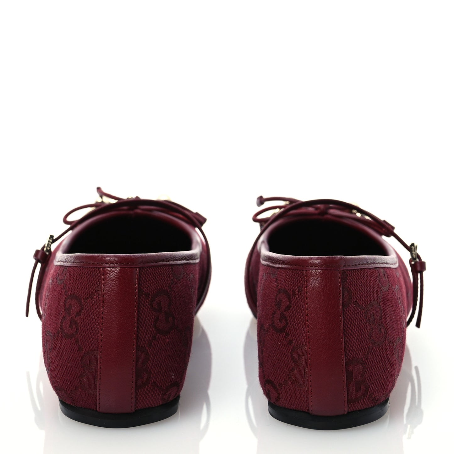GG Monogram Horsebit Ballet Flats 36.5 Rosso Ancora
