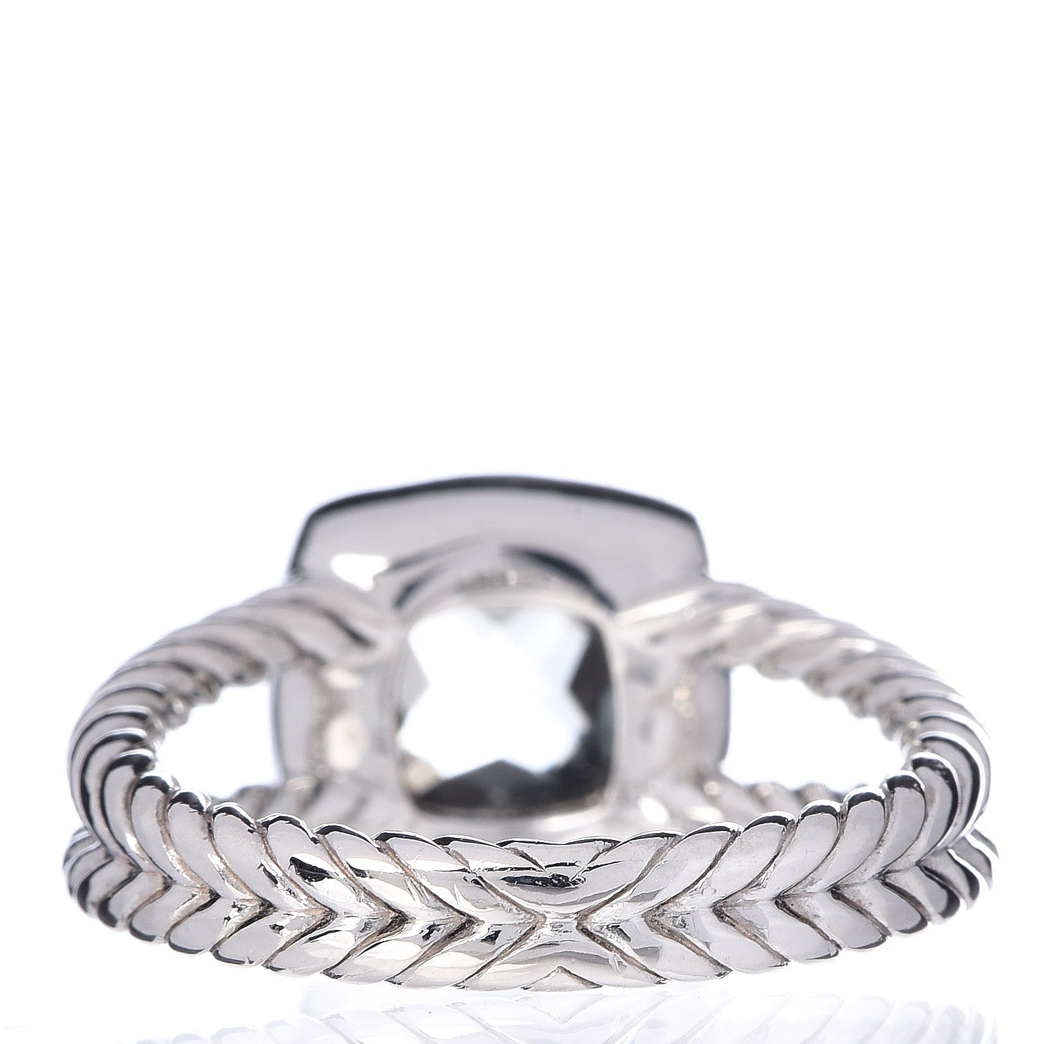 David Yurman Sterling Silver Diamond Prasiolite 7mm Petite Albion Ring 54 7 4 of 5