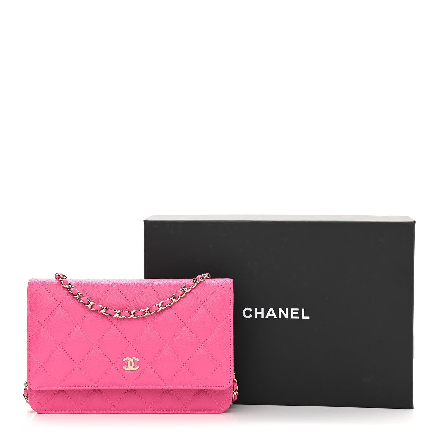 Chanel Caviar Quilted Wallet on Chain WOC Dark Pink 11 of 11