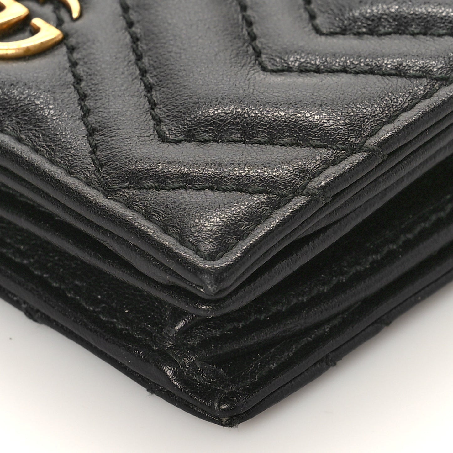 Calfskin Matelasse GG Marmont Card Case Wallet Black