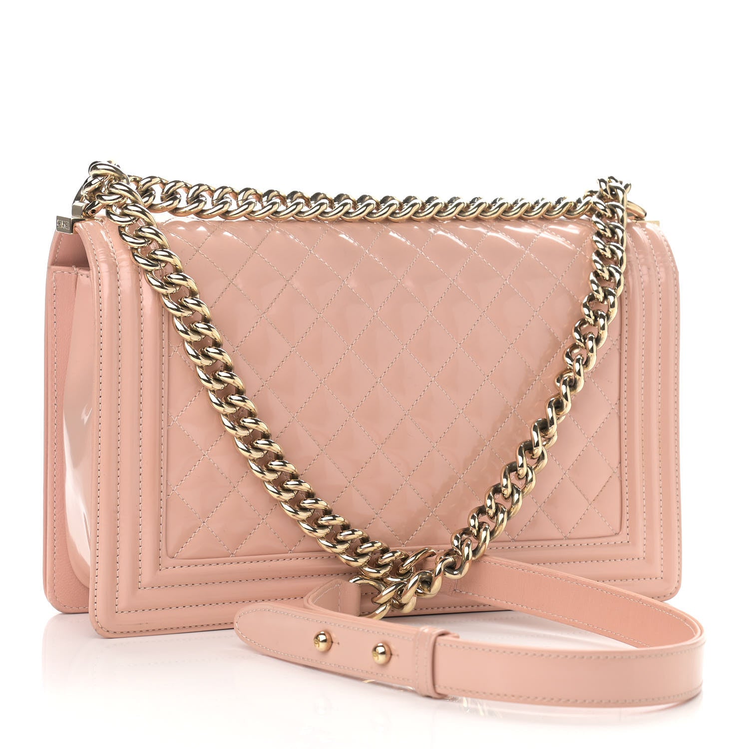 Chanel Patent Quilted New Medium Boy Flap Light Pink 3 of 11