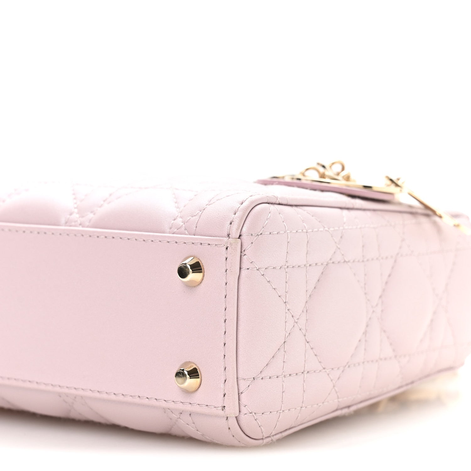Christian Dior Metallic Lambskin Cannage Mini Lady Dior Lotus 9 of 10
