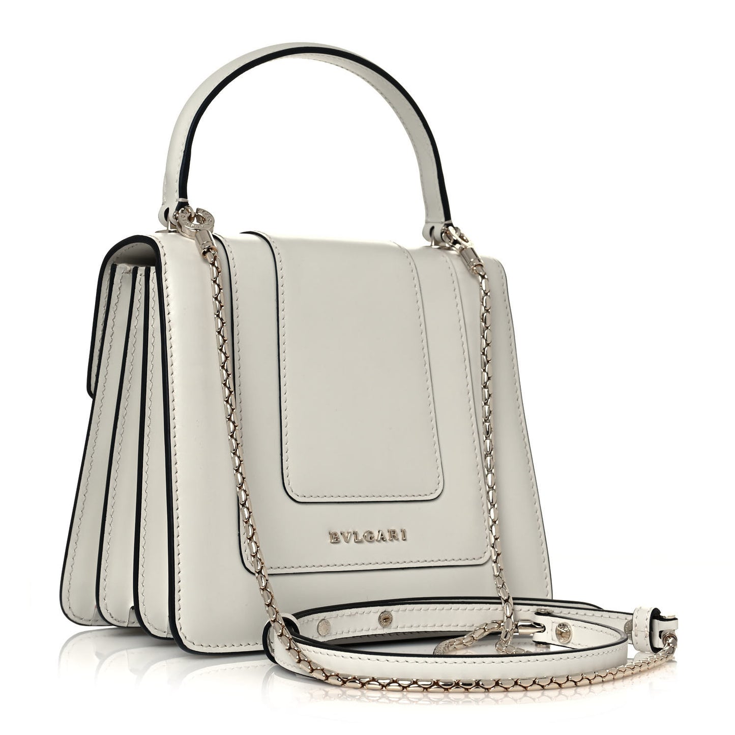 Calfskin Serpenti Forever Top Handle White