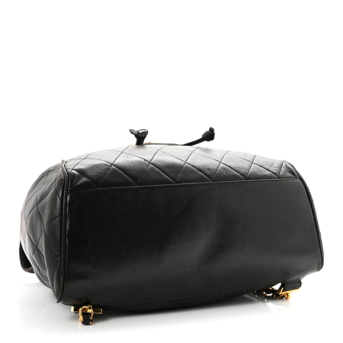 Lambskin Quilted Drawstring Backpack Brown