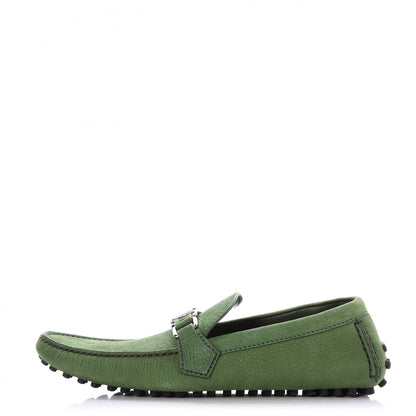 Louis Vuitton Mens Suede Hockenheim Moccasin Loafers 8 Green 1 of 7
