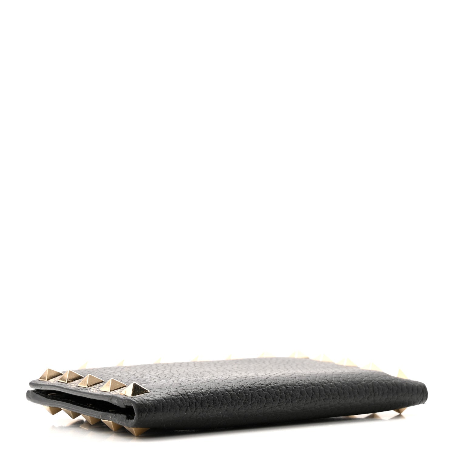 Valentino Garavani Pebbled Calfskin Rockstud Coin Case Card Holder Black 8 of 20