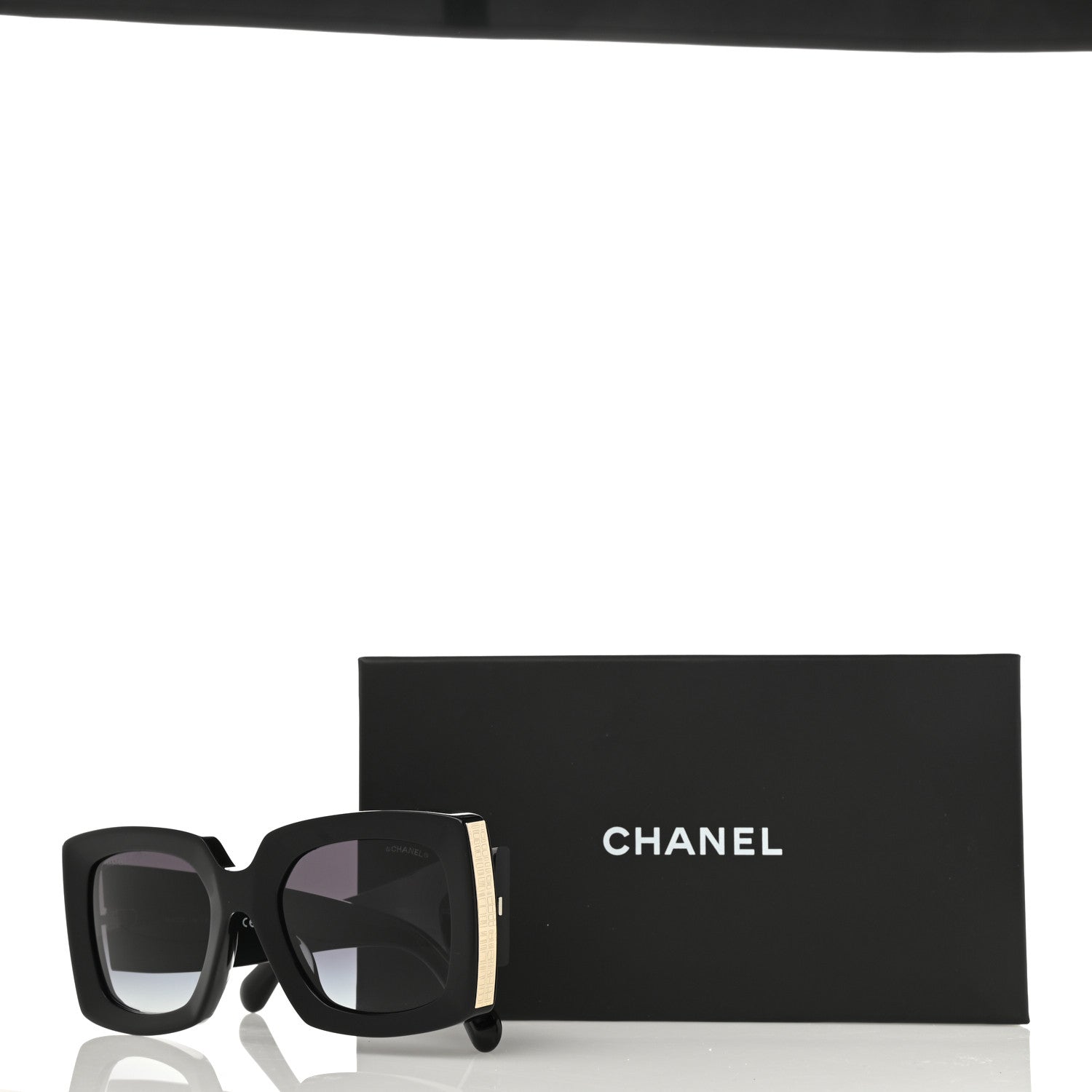 Chanel Acetate Rectangle Sunglasses 5435 Black 8 of 8