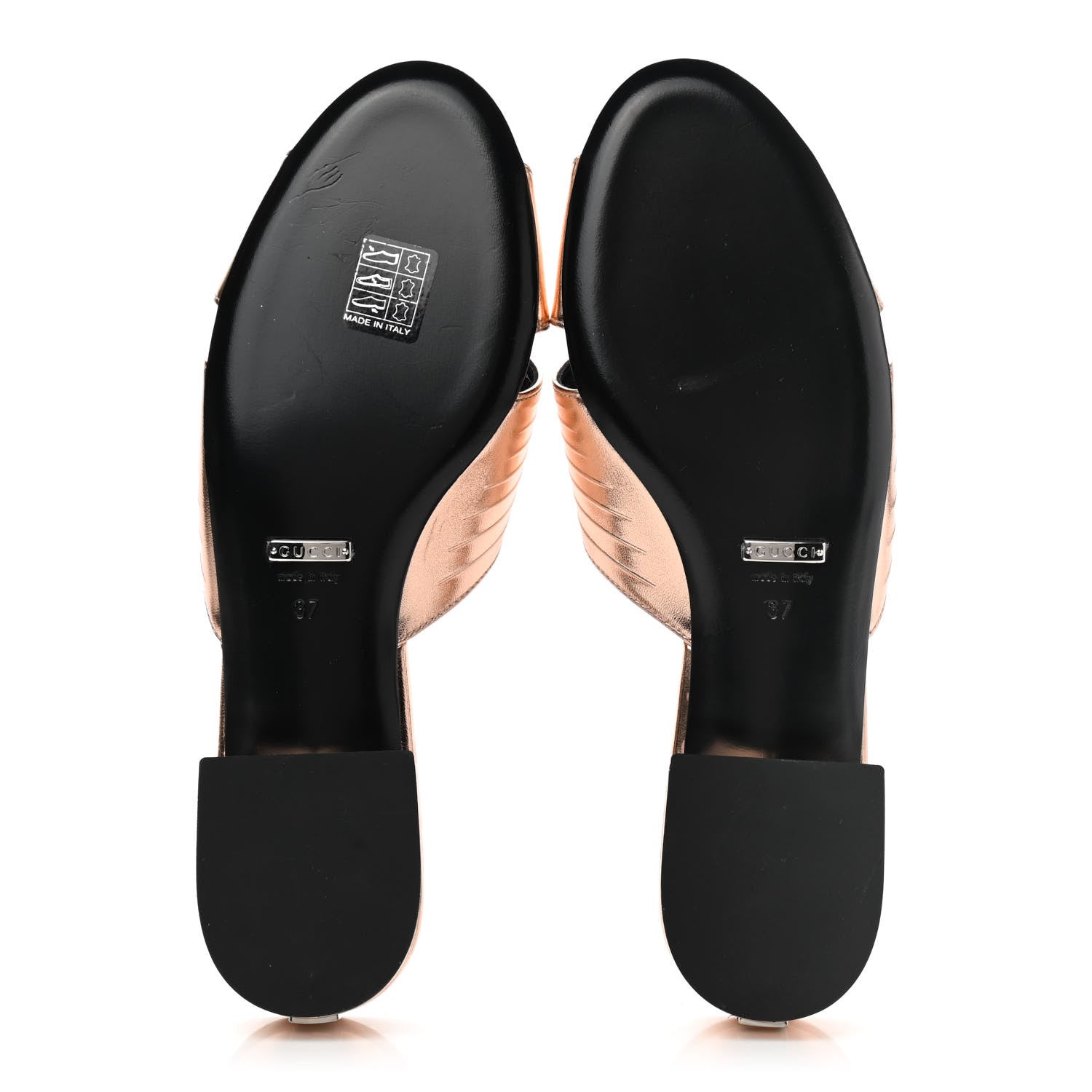 Gucci Metallic Nappa Crossover Flat Slide Sandals 37 Rose Gold 5 of 9