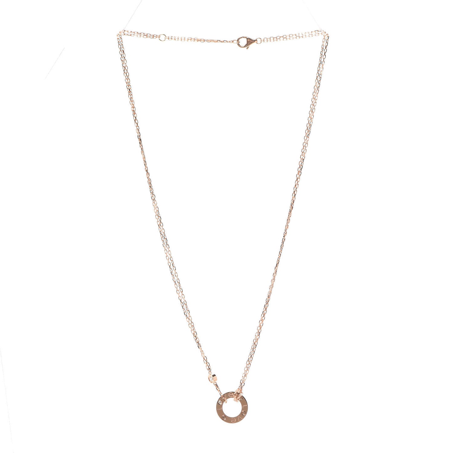 18K Pink Gold 2 Diamond LOVE Necklace