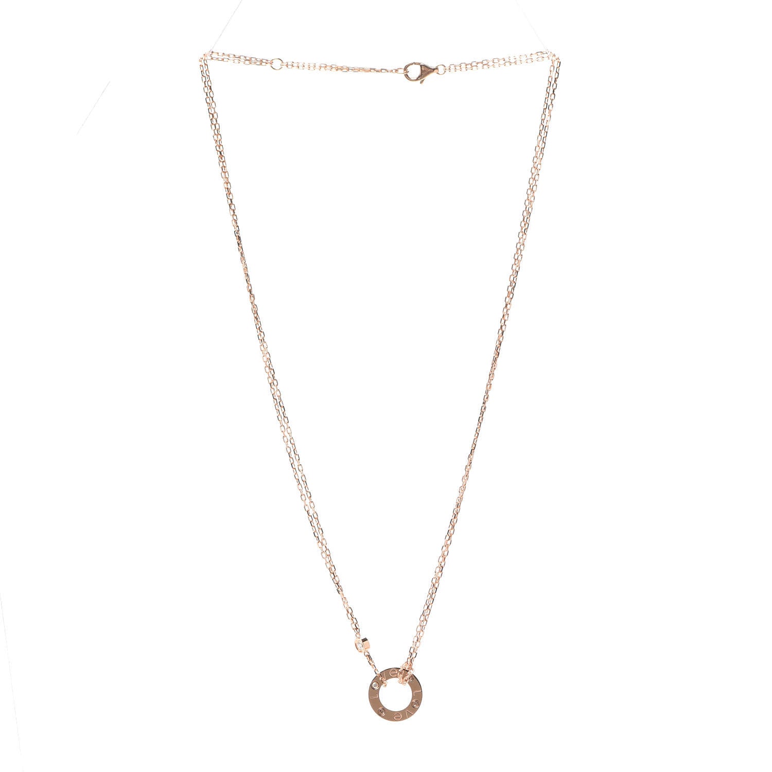 Cartier 18K Pink Gold 2 Diamond LOVE Necklace 3 of 7