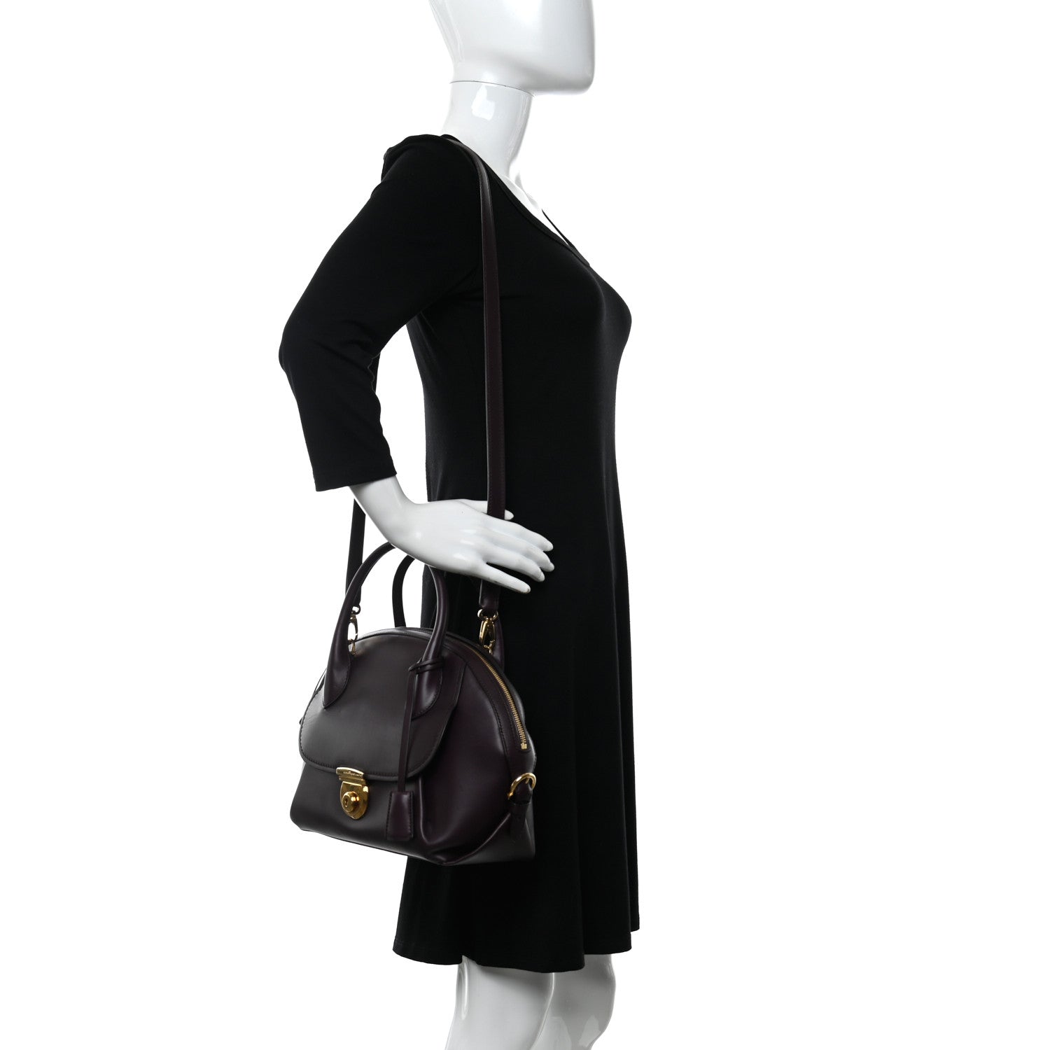Salvatore Ferragamo Calfskin Fiamma Bag Plum 2 of 16