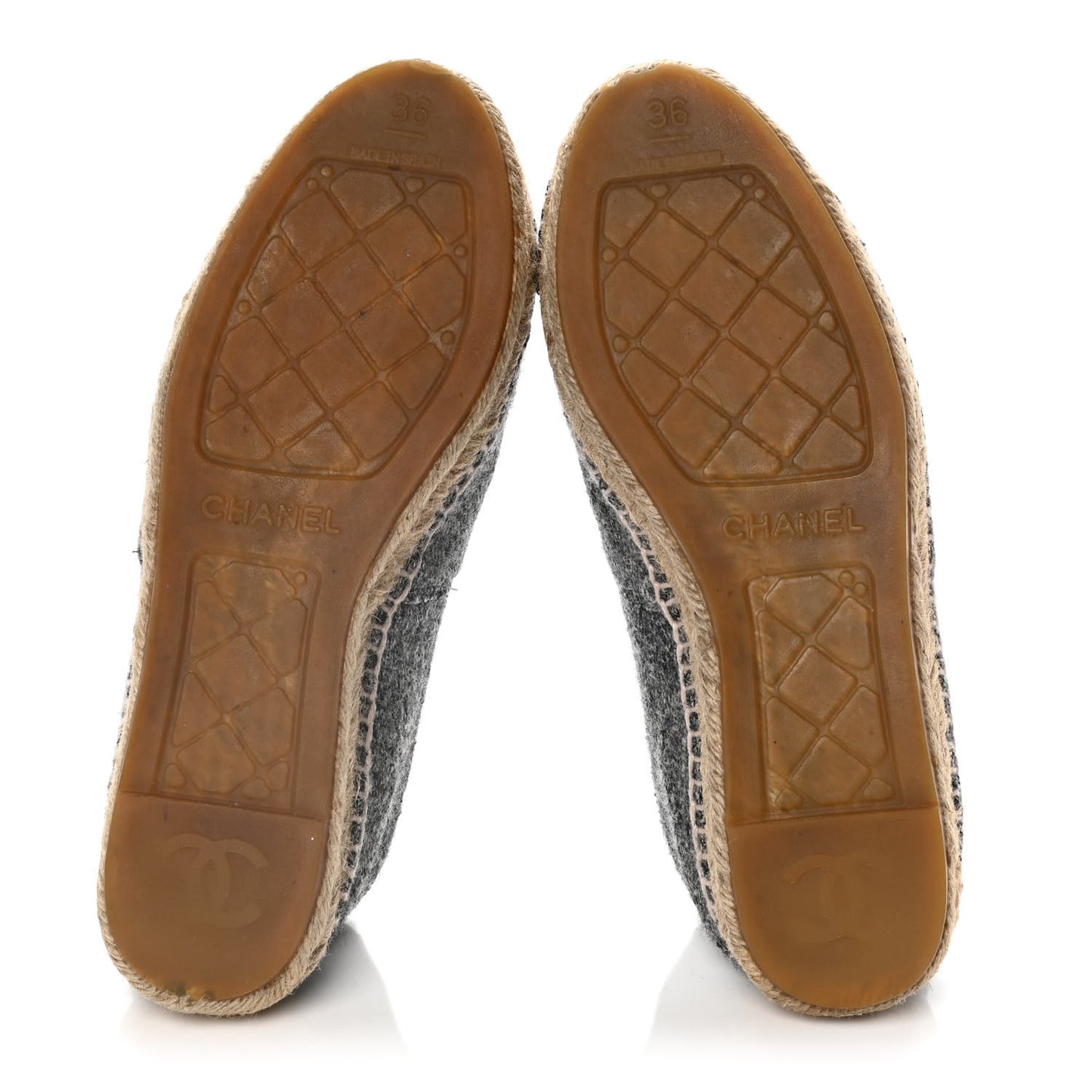 Tweed Velvet CC Espadrilles 36 Grey Black