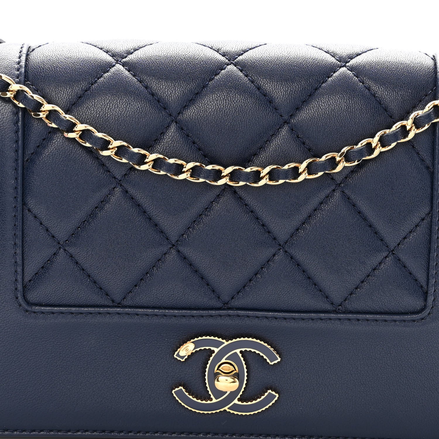 Chanel Sheepskin Quilted Medium Vintage Mademoiselle Flap Dark Navy 8 of 10